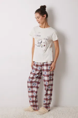 100% cotton pajamas with Snoopy checks