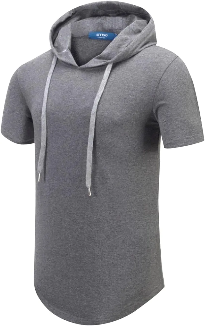 Aiyino Men's S-5X Short Sleeve Fashion Athletic Hoodies Sport Sweatshirt Hip Hop Pullover
