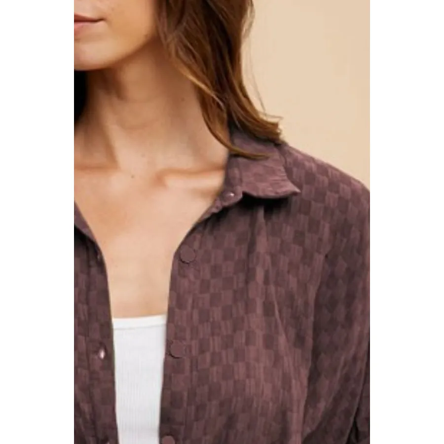 Annie Wear Checkered Button Up Half Sleeve Shirt