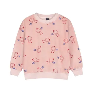 BONMOT DUSTY PINK HAPPY CREW VELVET SWEATSHIRT