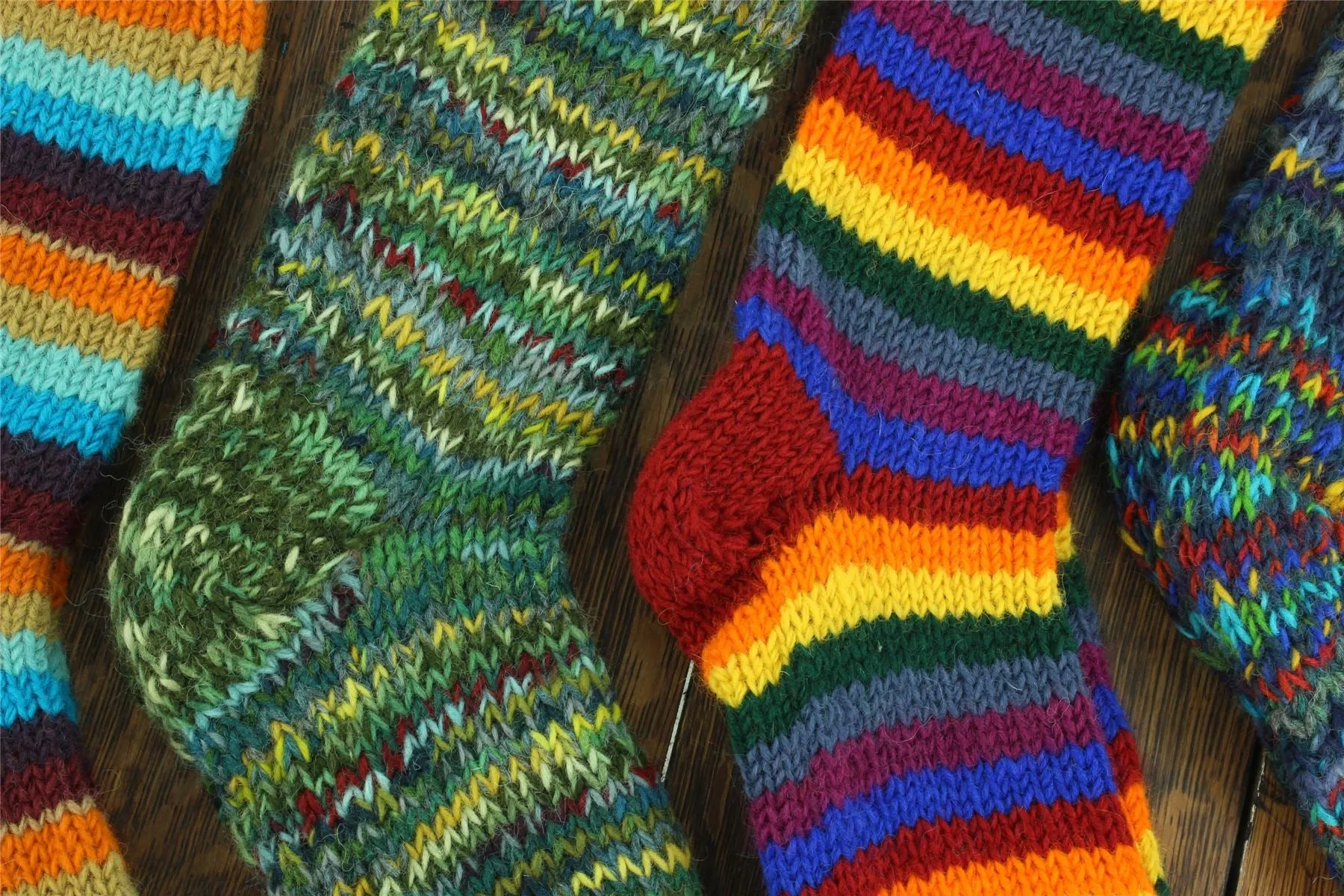 Hand Knitted Wool Long Socks - SD Dark Blue Mix