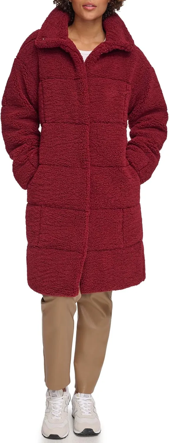 Levi's womens Long Length Patchwork Quilted Teddy Coat