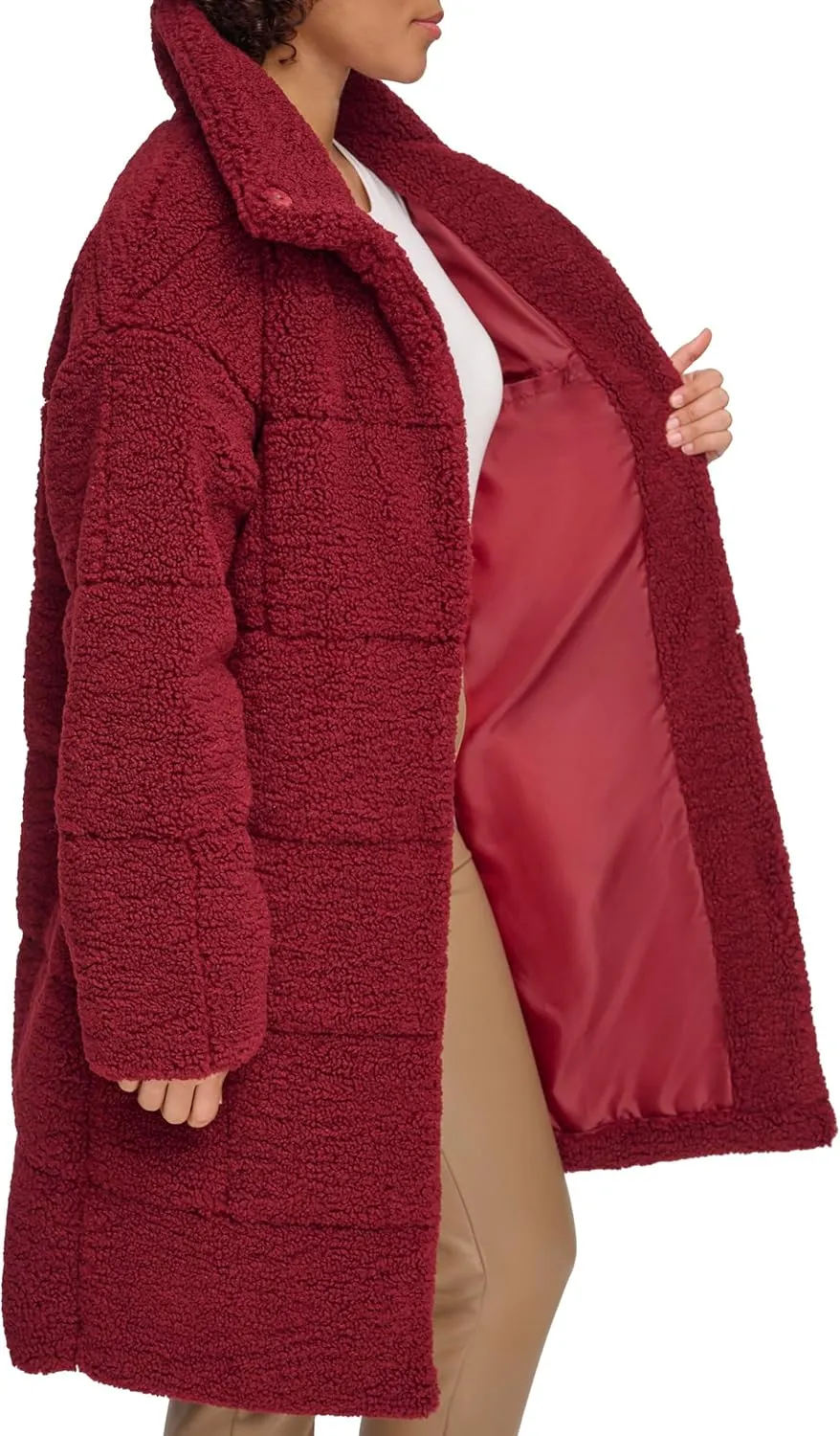 Levi's womens Long Length Patchwork Quilted Teddy Coat