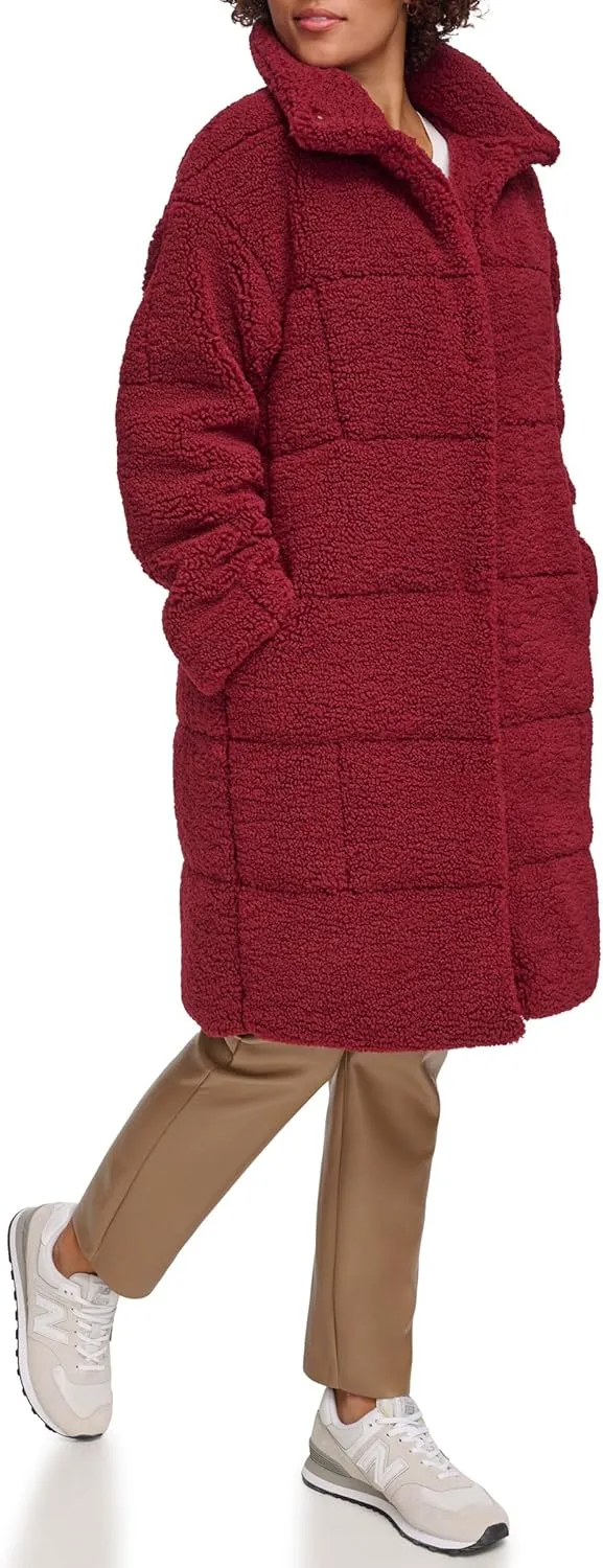 Levi's womens Long Length Patchwork Quilted Teddy Coat