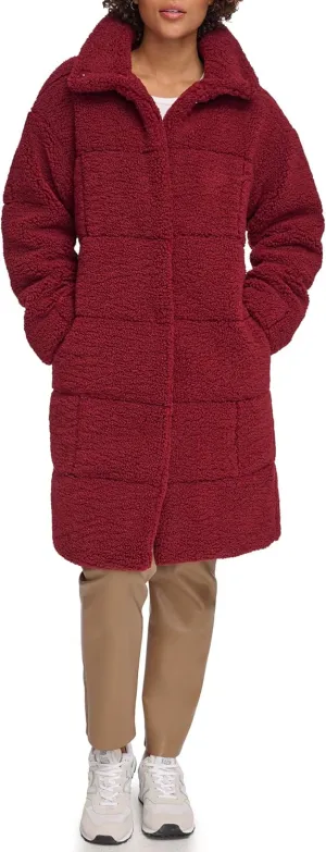 Levi's womens Long Length Patchwork Quilted Teddy Coat