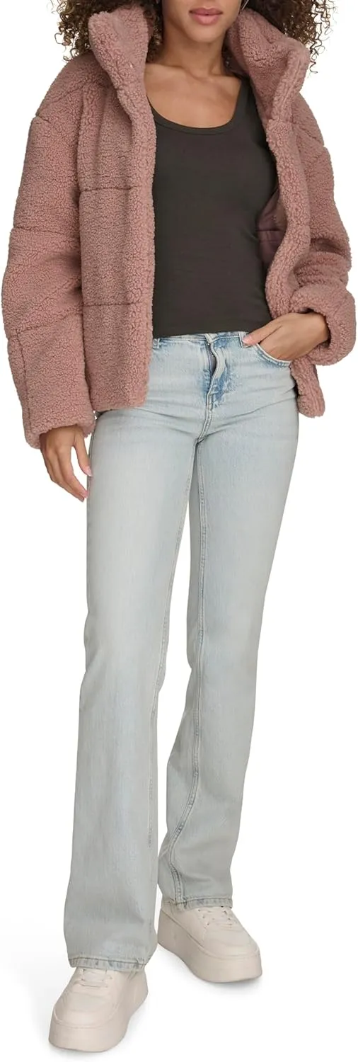 Levi's Women's Long Length Patchwork Quilted Teddy Coat