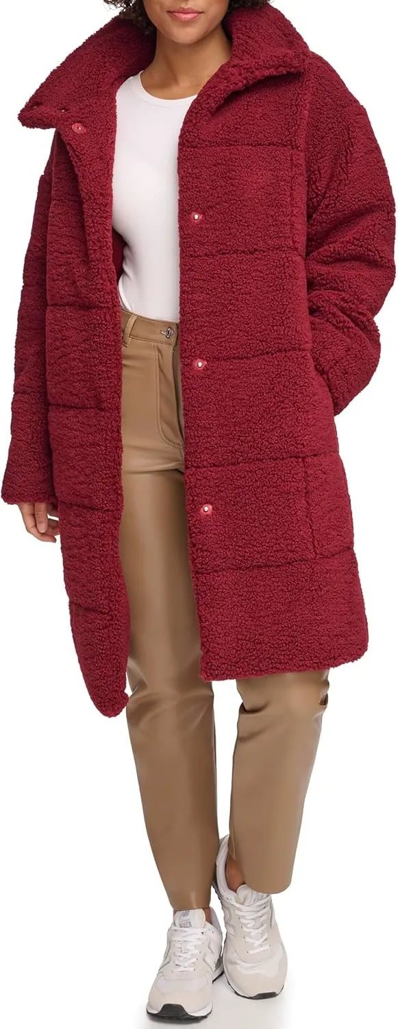 Levi's womens Long Length Patchwork Quilted Teddy Coat