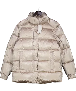 MANGO Champagne Water-repellent quilted coat UK L