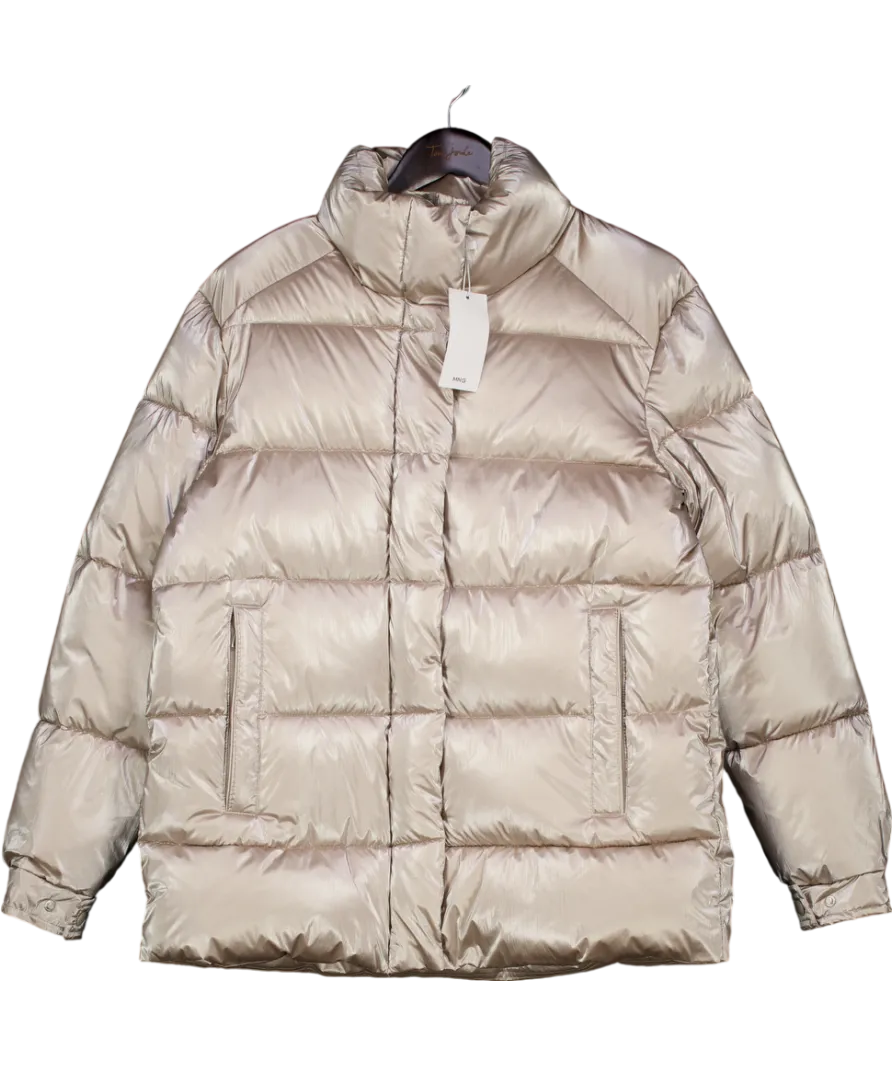 MANGO Champagne Water-repellent quilted coat UK L