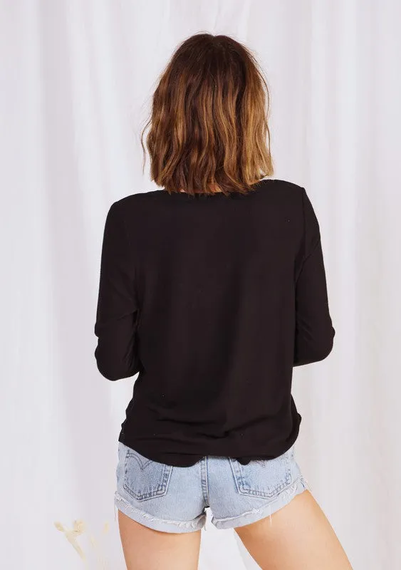 MICRO RIB HENLEY LONG SLEEVE TOP