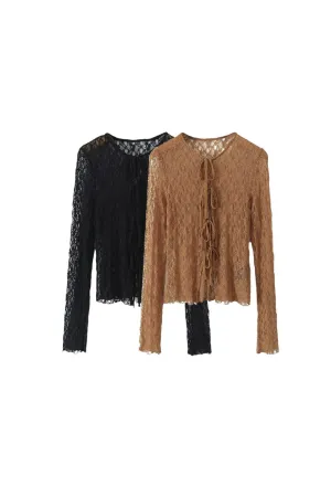 ‘Nora’ Elegant Two-Tone Lace Cardigan