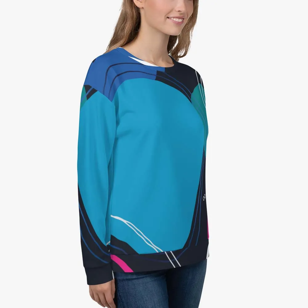 Recycled Fleece Sweatshirt "Modernist" Blue/Pink