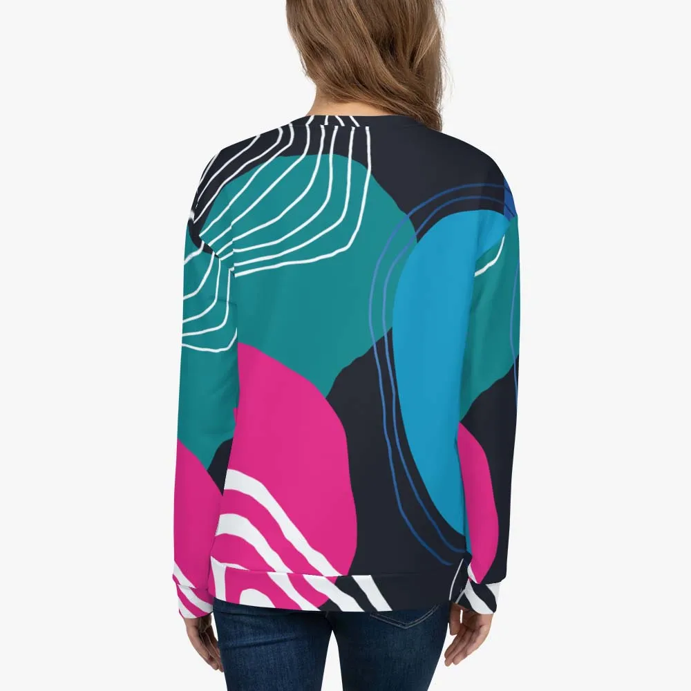 Recycled Fleece Sweatshirt "Modernist" Blue/Pink