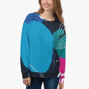 Recycled Fleece Sweatshirt "Modernist" Blue/Pink
