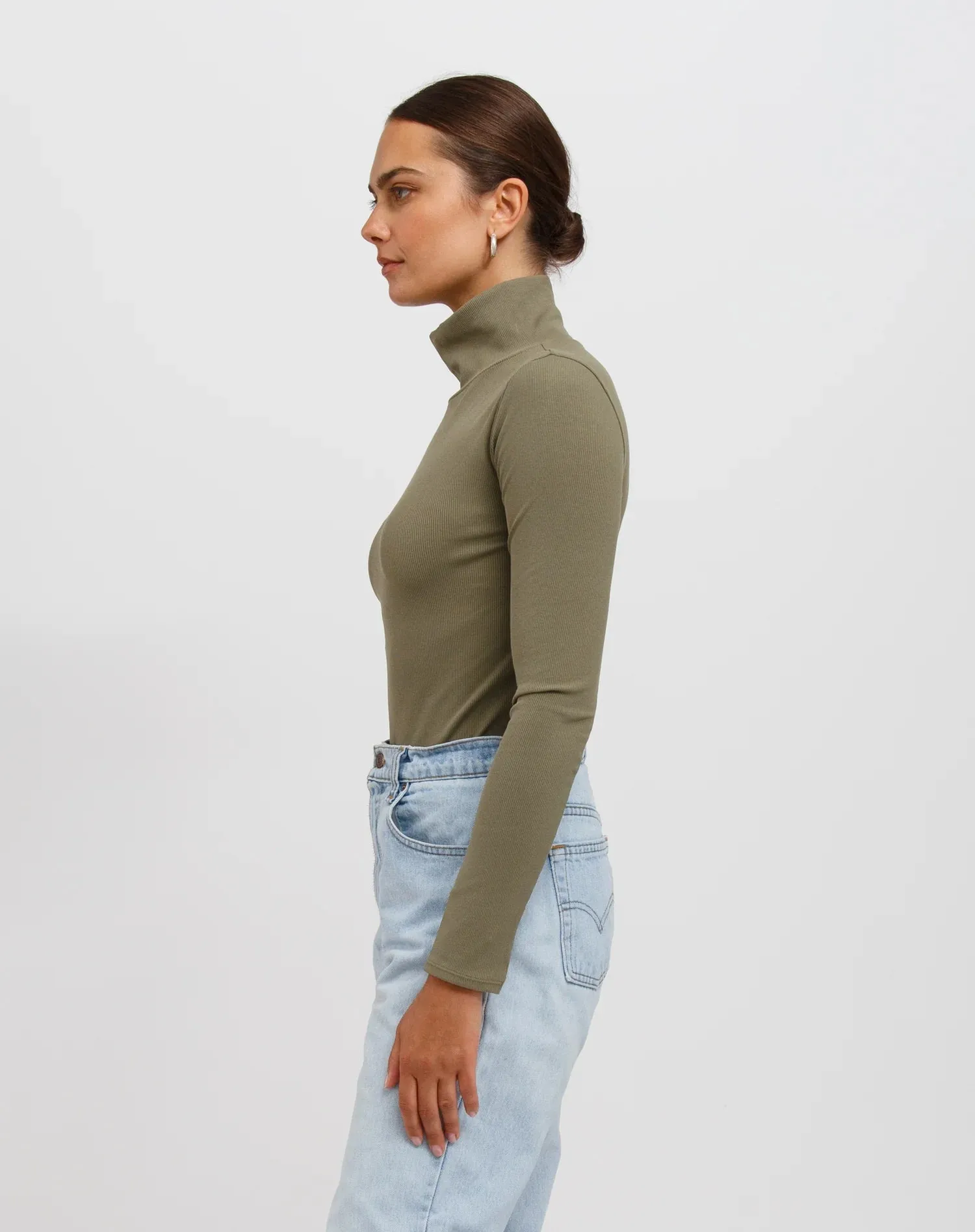 Ribbed Turtleneck | Olive