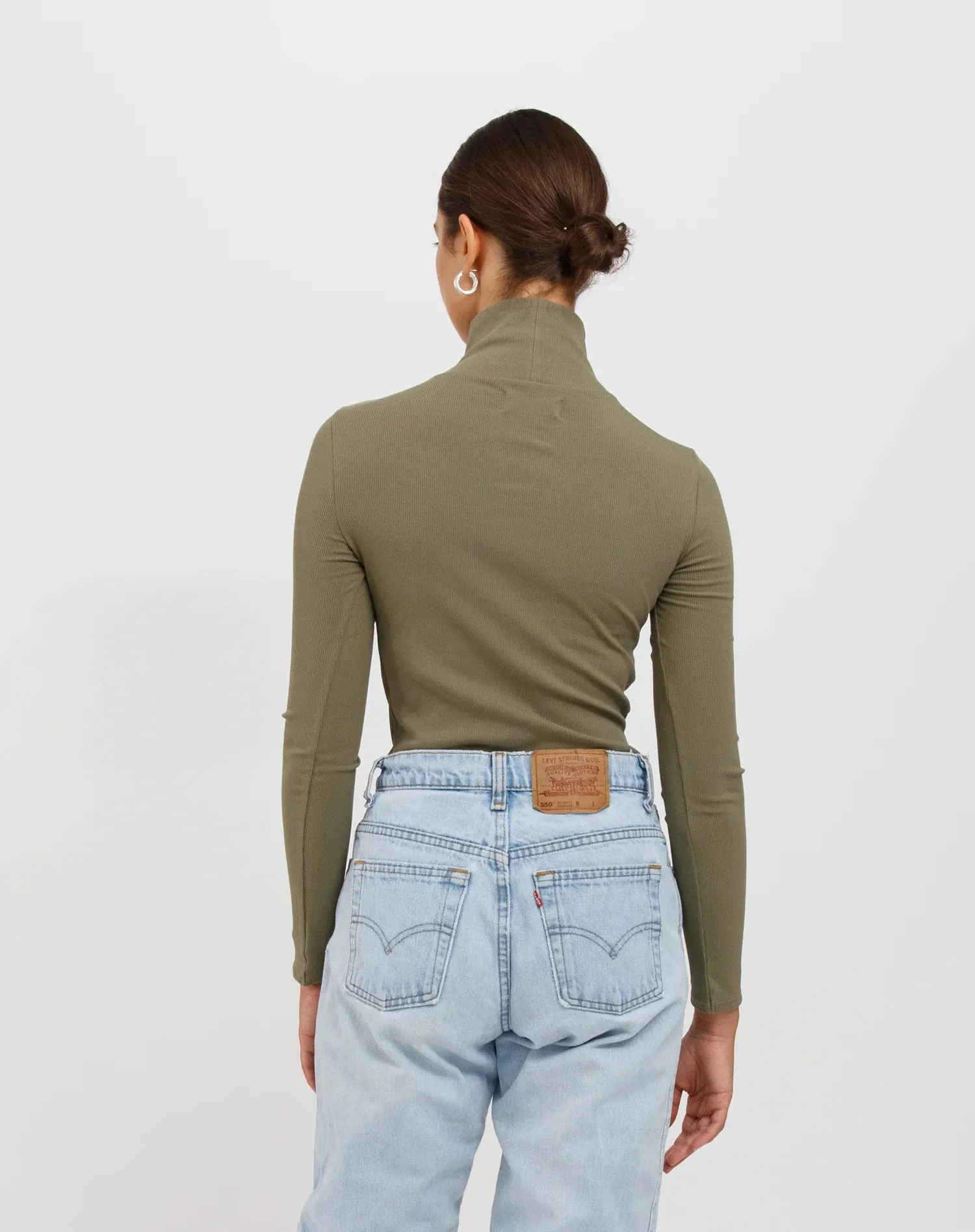 Ribbed Turtleneck | Olive