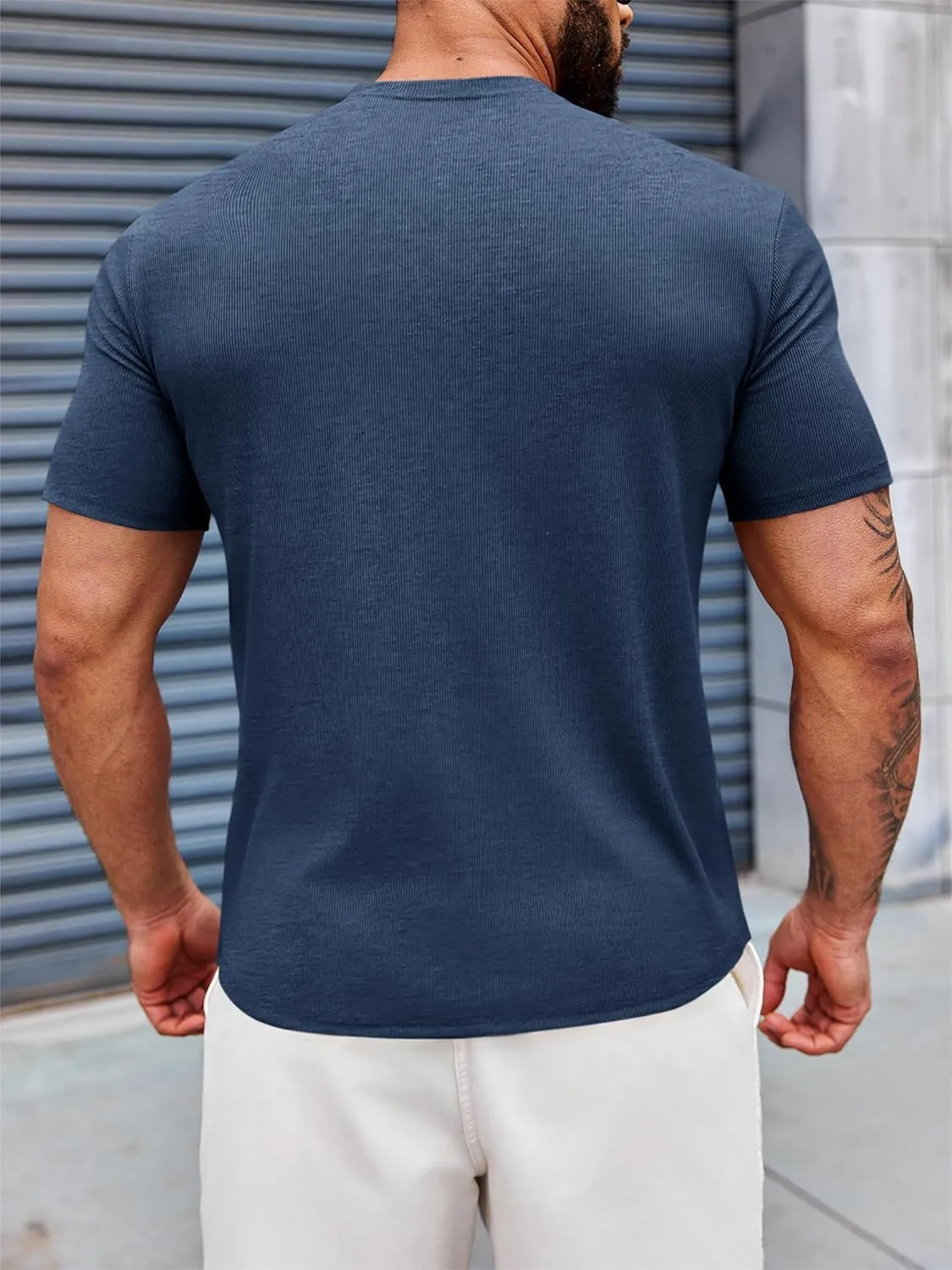 Runcati Mens Mock Turtleneck T-Shirt Causal Knit Tee Tops Short Sleeve Slim Fit Undershirts
