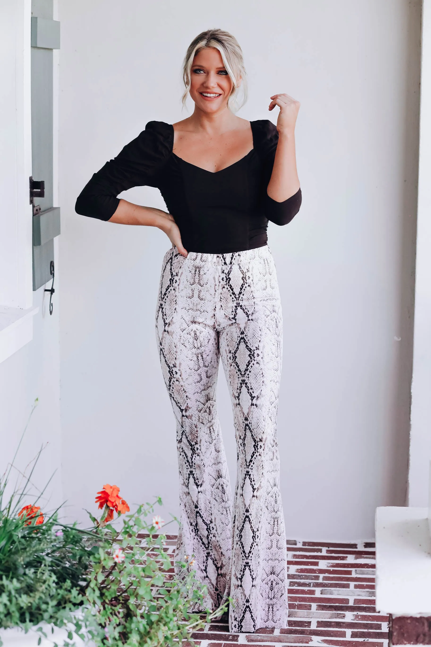 Slither Faux Leather Flare Pants