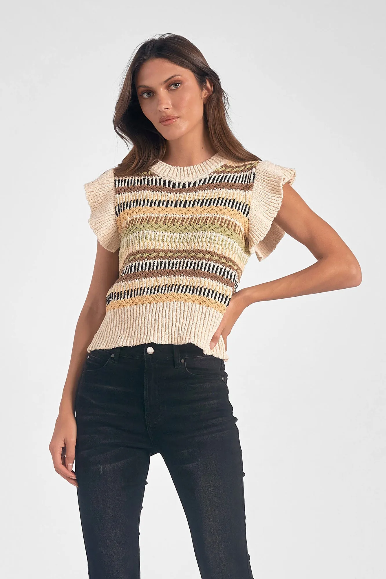 Striped Crewneck Sweater Top