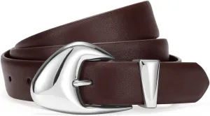SUOSDEY Fashion Womens Leather Belt,Soft Leather Waist Belt with Silver Buckle for Ladies Jeans Pants Dresses,width 1.1"