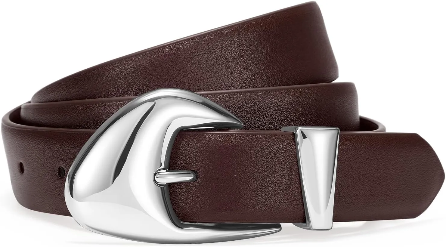 SUOSDEY Fashion Womens Leather Belt,Soft Leather Waist Belt with Silver Buckle for Ladies Jeans Pants Dresses,width 1.1"