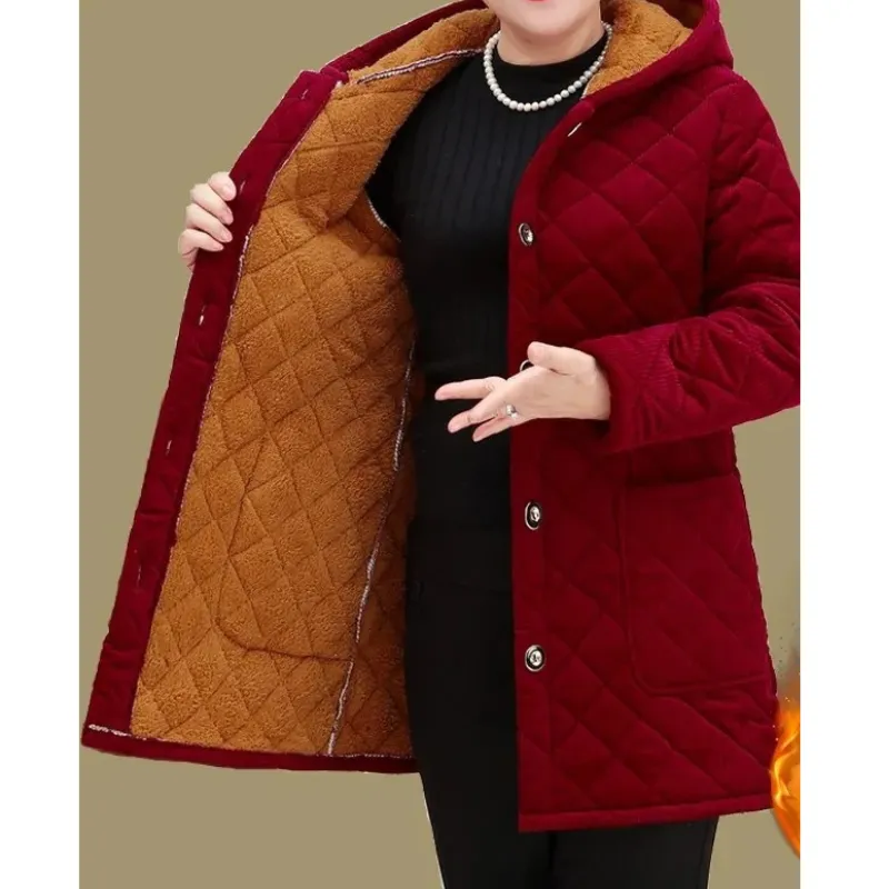 Women's Comfortable Fleece Lined Padded Quilted Coat with Buttons | Ideal for Autumn/Winter