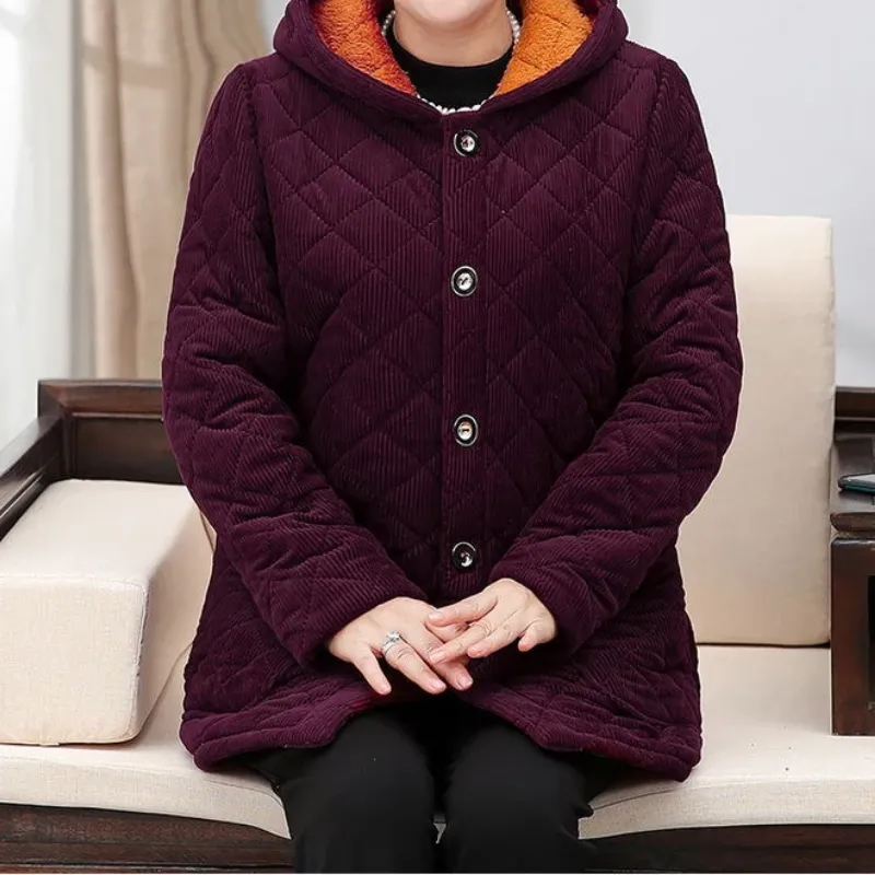 Women's Comfortable Fleece Lined Padded Quilted Coat with Buttons | Ideal for Autumn/Winter