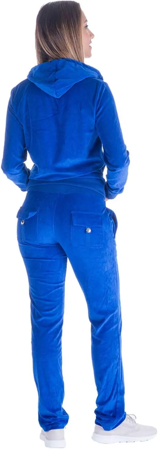 Womens Velour Tracksuit Set Knitted Two Piece Outfits Fashion Zip Up Hoody Sweatshirt and Sweatpants Sweat Suits Sets