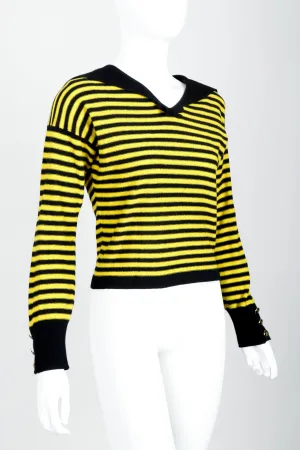 Yellow Stripe Knit Sailor Sweater