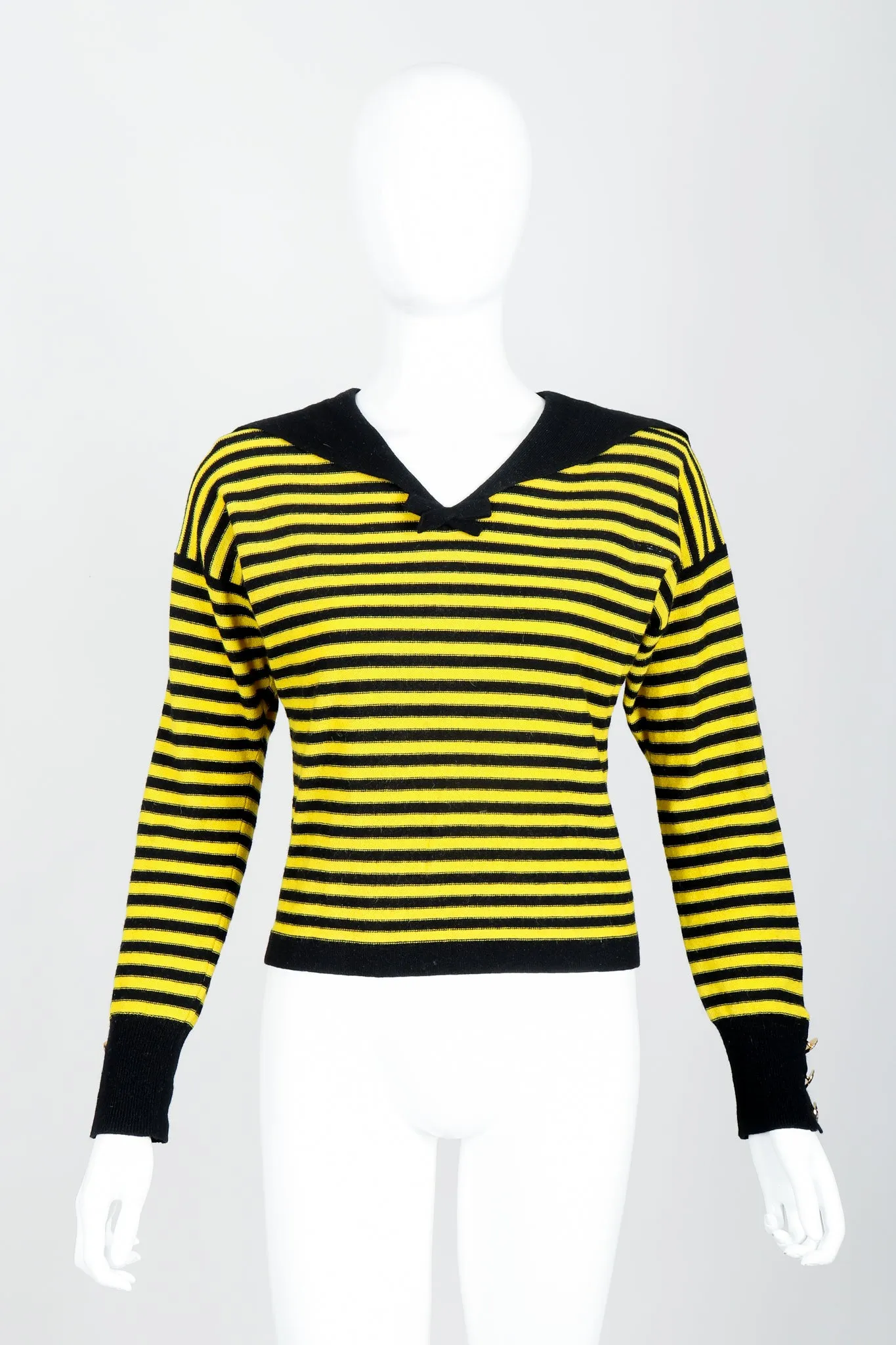 Yellow Stripe Knit Sailor Sweater